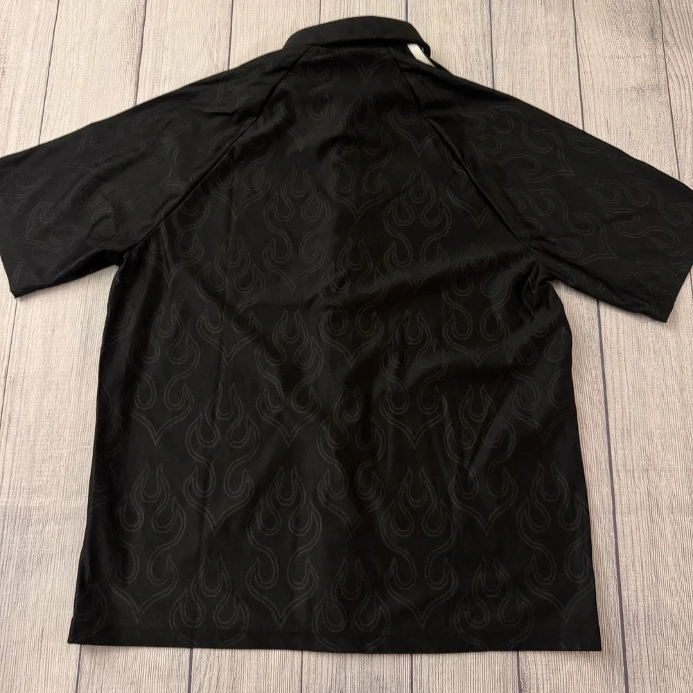 Adidas Originals Trefoil‎ Flame Jacquard Button Up Shirt Black Size Small NWT